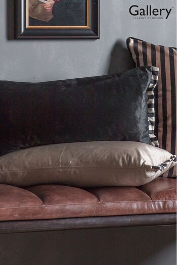 Gallery Home Black Arely Velvet Oxford Cushion (A75802) | £22