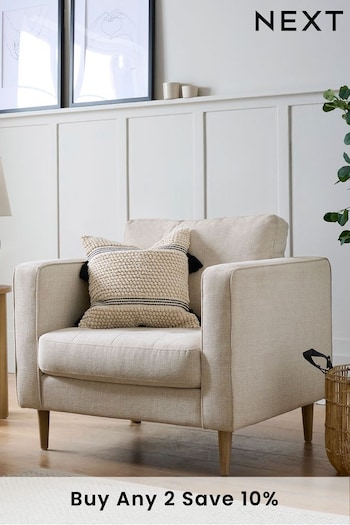 Tweedy Plain Light Natural Houghton Slim Arm Chair (A75808) | £399