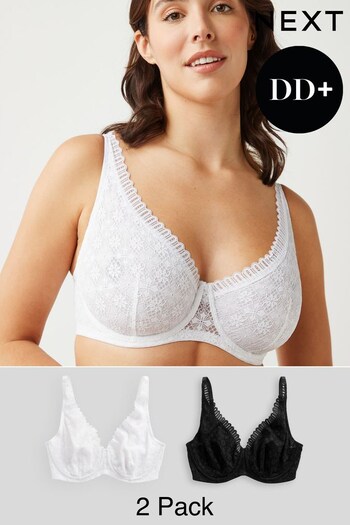 Black/White DD+ Non Pad Full Cup Geo Lace Bras 2 Pack (A75987) | £30