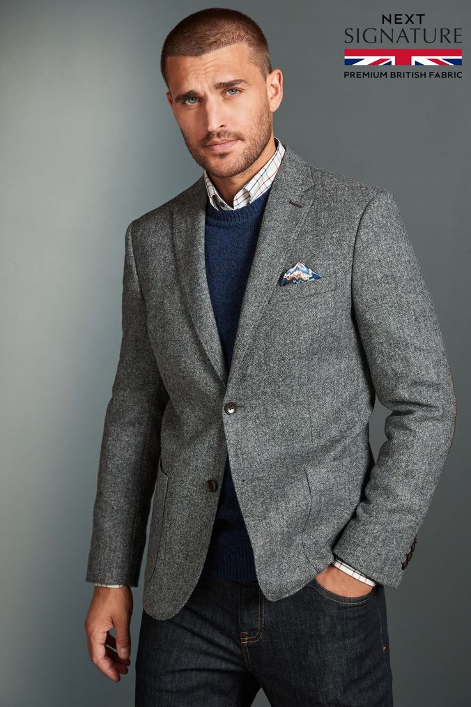 Buy Men s Blazer Wool Donegal Brown Coatsandjackets Online Next UK