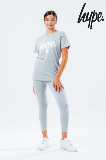 Hype. Girls Grey Script T-Shirt and Legging Set (A76593) | £25
