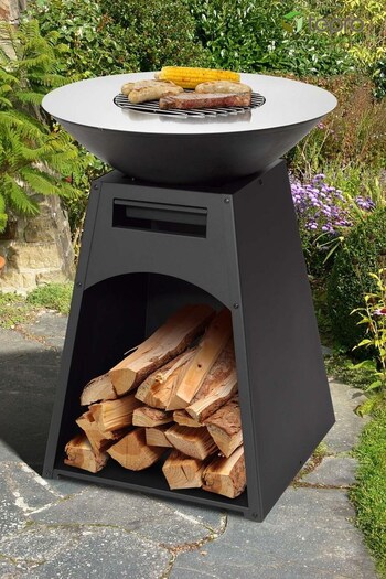 Tepro Black Garden Waco Log Fireplace with Steel Plancha Ring and Log Store (A77020) | £315