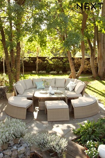 Natural Dorset Garden Rattan Effect Multi-Use Living Dining and Lounge Set (A77315) | £1,375