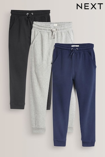 Navy Blue/Grey/Black Soft Jersey Joggers 3 Pack (3-16yrs) (A77468) | £27 - £33