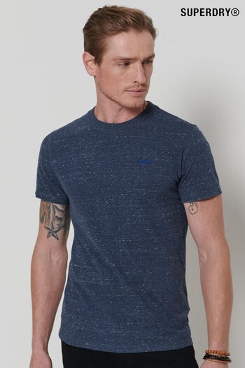 Superdry Dark Blue Cotton Micro Embroidered T-Shirt (A78087) | £20