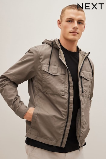 Stone Natural Shower Resistant Hooded Utility Jacket (A78402) | £62