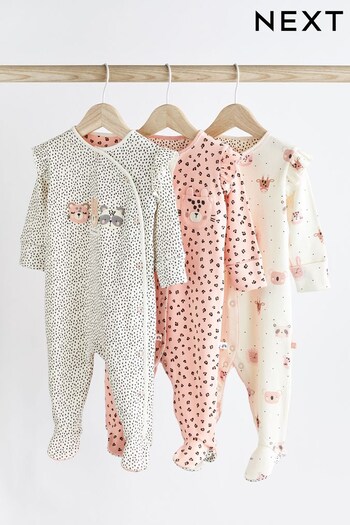 Pink Mono Character Baby Embroidered Detail Sleepsuits 3 Pack (0-2yrs) (A78604) | £20 - £22