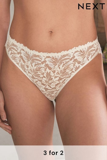 Cream High Leg Comfort Lace Knickers (A79873) | £9
