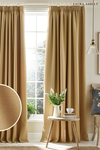 Laura Ashley Pale Gold Stephanie Pencil Pleat Blackout/Thermal Curtains (A79901) | £1 - £215