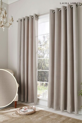 Laura Ashley Dove Grey Abbot Blackout Thermal Eyelet Curtains (A79903) | £120 - £225