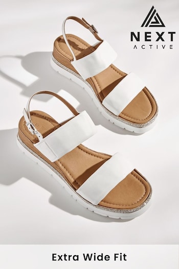 White Extra Wide Fit Forever Comfort® Leather Sport Bling Wedges (A7X323) | £45