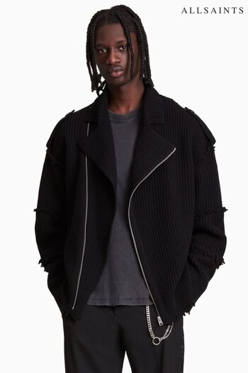 All Saints Wool Black Biker Zip Jacket (A81094) | £179