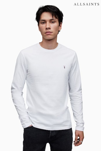 AllSaints White Brace Long Sleeve Crew T-Shirt (A81107) | £49