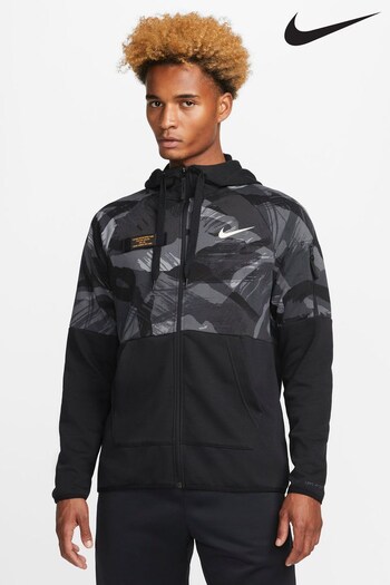 Nike sparkle Black Dri-FIT Fleece Hooded Camo Jacket (A81740) | £65