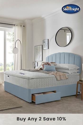 Silentnight Blue Miracoil Pillow Top Mattress and 2 Drawer Divan Base Bed Set (A81913) | £515 - £700