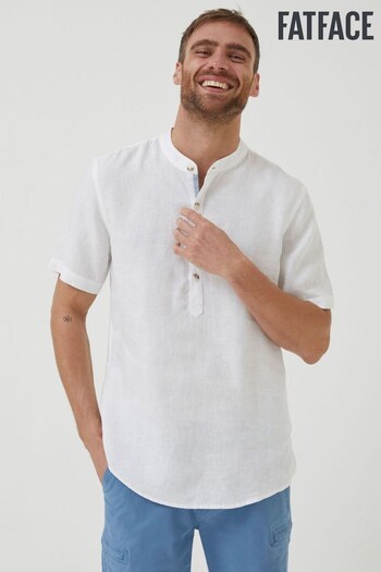 FatFace White Pop Over Linen Shirt (A81991) | £52