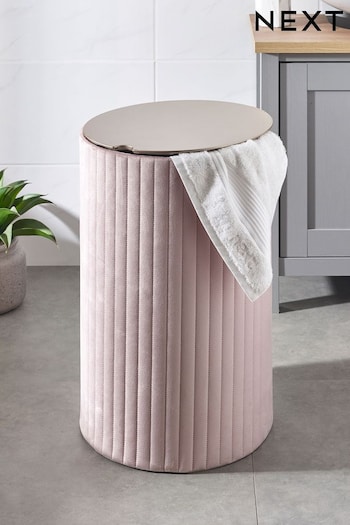 Blush Pink Stella Velvet Laundry Hamper (A82080) | £70