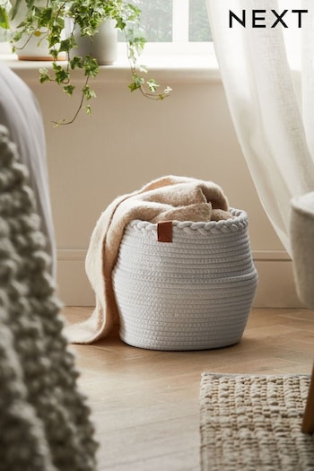White Rope Fabric Medium Medium Basket (A82083) | £22