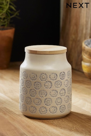 Neutral Natural Patterned Storage Jar (A82272) | £12