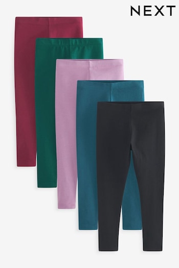 Black/Green/Blue/Berry Red/Lilac Purple Leggings WOMENS 5 Pack (3-16yrs) (A82340) | £18 - £27