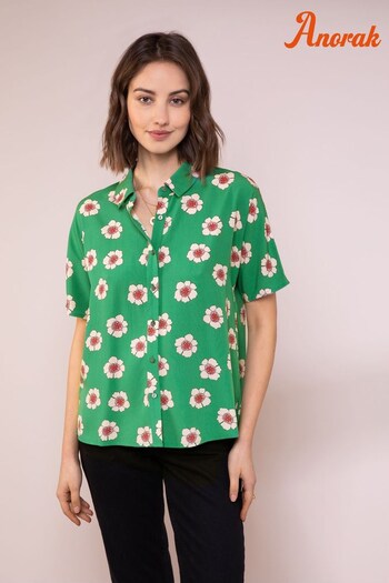 Anorak Green Posy Ecovero Short Sleeve Shirt (A82423) | £65
