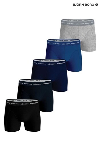 Bjorn Borg Blue and Grey Cotton Stretch Boxer 5 Pack (A82498) | £65