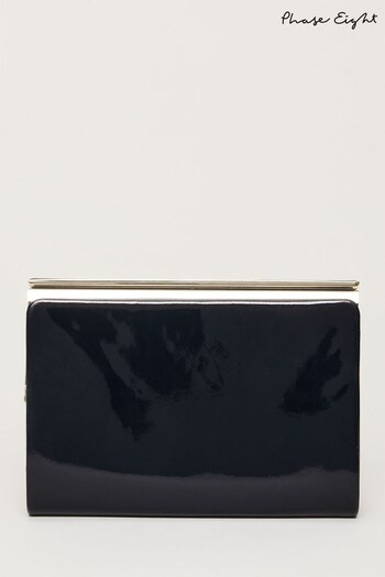 Phase Eight Blue Patent Open Top Slim Clutch (A82550) | £79