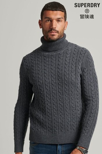 Superdry Grey Cable Roll Neck Jumper (A82555) | £80