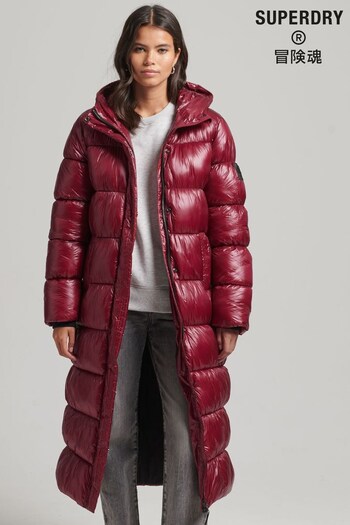 Superdry Pink XPD Sports Longline Puffer Coat (A82589) | £150