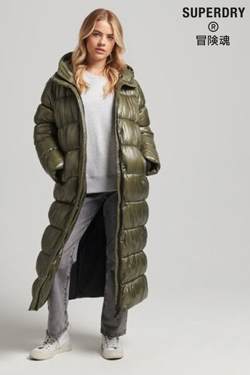 Superdry Green XPD Sports Longline Puffer Coat (A82590) | £150