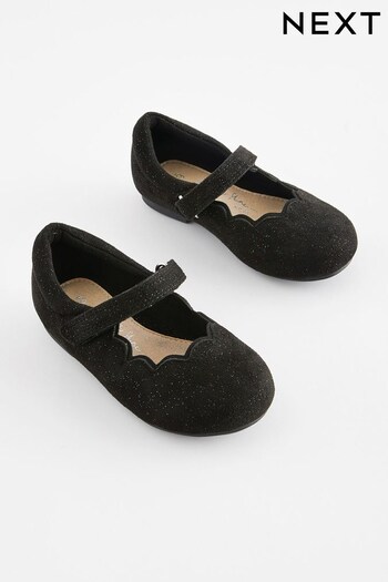 Black Shimmer Scallop Mary Jane marathon Shoes (A82646) | £18 - £20