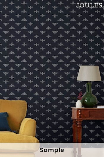 Joules French Navy Block Print Bee Wallpaper Sample Wallpaper (A82858) | £1