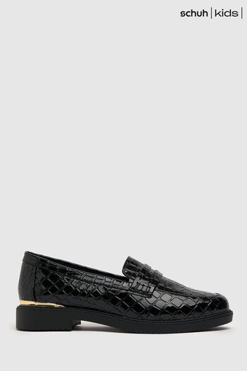 Schuh Natural Lenzo Croc Effect Patent Loafers (A82869) | £25
