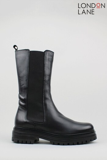 London Lane Black Style Camden. Premium Leather Mid-Calf Boots (A83116) | £100