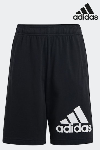 adidas Black embroidered-logo Sportswear Essentials Big Logo Cotton Shorts (A83228) | £18