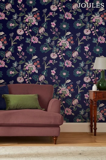 Joules Royal Navy Vine Cottage Floral Wallpaper Wallpaper (A83661) | £48