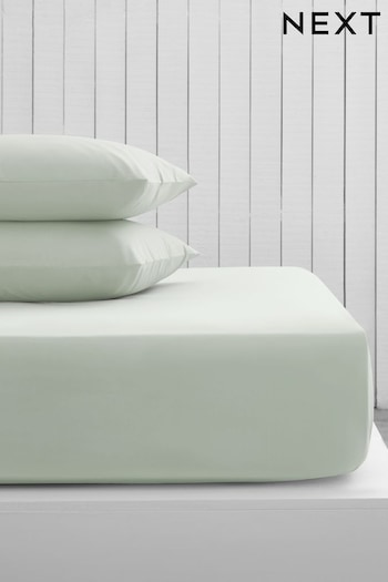 Pale Sage Green Cotton Rich Fitted Sheet (A83938) | £12 - £19
