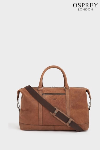 OSPREY LONDON Brown Clayton Leather Weekend Holdall Bag (A84275) | £225