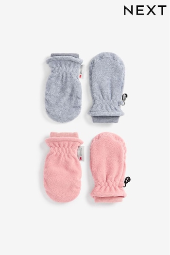 Pink/Grey 2 Pack Thermal Fleece Mitts (3mths-6yrs) (A84770) | £12 - £14