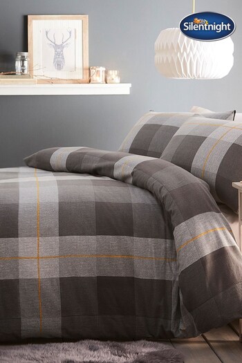 Silentnight Grey Grey Classic Check Duvet Cover and Pillowcase Set (A85385) | £20 - £30