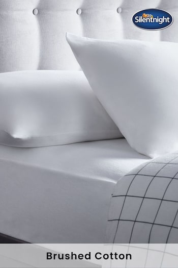 Silentnight White White Brushed Cotton Fitted Sheet (A85389) | £17 - £19