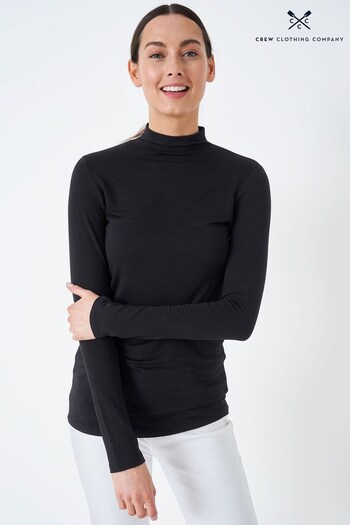 Crew Clothing Company Black Second Skin Polo Neck T-Shirt (A85419) | £25