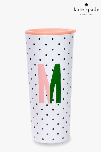 kate spade new york White Initial Sparks Of Joy Stainless Steel Tumbler - M (A85679) | £25