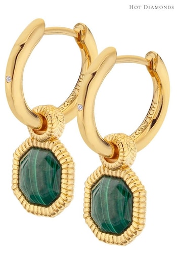 Hot Diamonds X Jac Jossa Gold Tone Revive Malachite Earrings (A85718) | £140