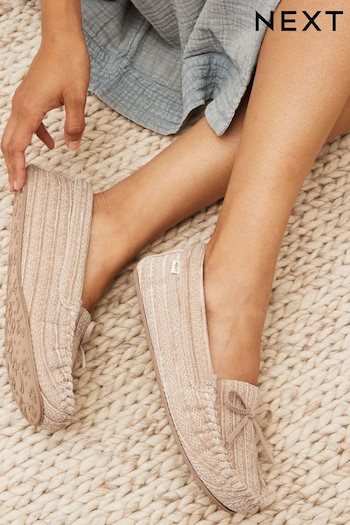 Neutral Corduroy Moccasin Slippers (A85815) | £22