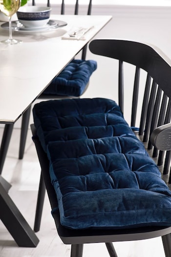 Navy Blue Velvet Seat Pads Bench Cushion and Bench Pads (A85995) | £50 - £55
