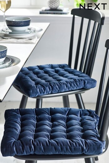 Navy Blue Velvet Seat Pads Seat Cushion and Bench Pads (A86003) | £12