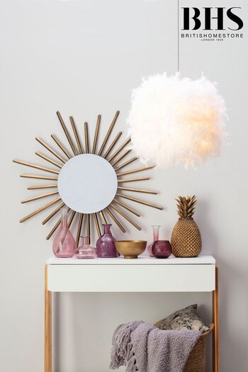 BHS White Plume 40cm Feather Ball Ceiling Light Pendant (A86123) | £45