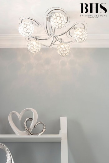BHS Silver Orianna Flush Ceiling Light (A86135) | £120