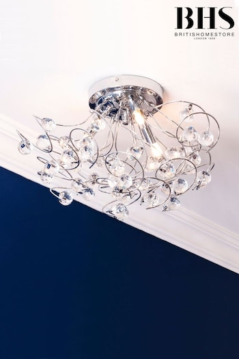 BHS Silver Lila Flush Ceiling Light (A86147) | £90